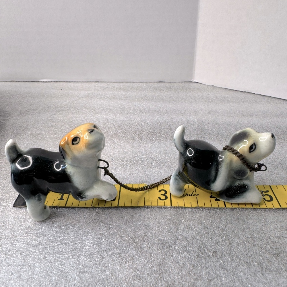 Beagle dog figurine on chain 2” & 1.75” poss Japan Vintage 70’s or 80’s